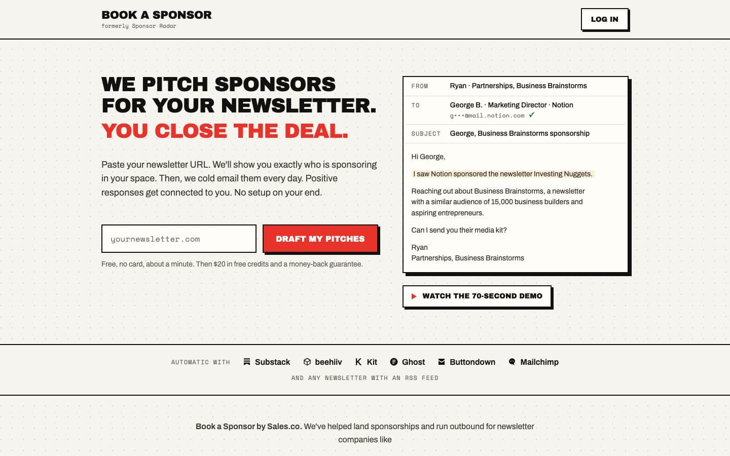 Book a Sponsor